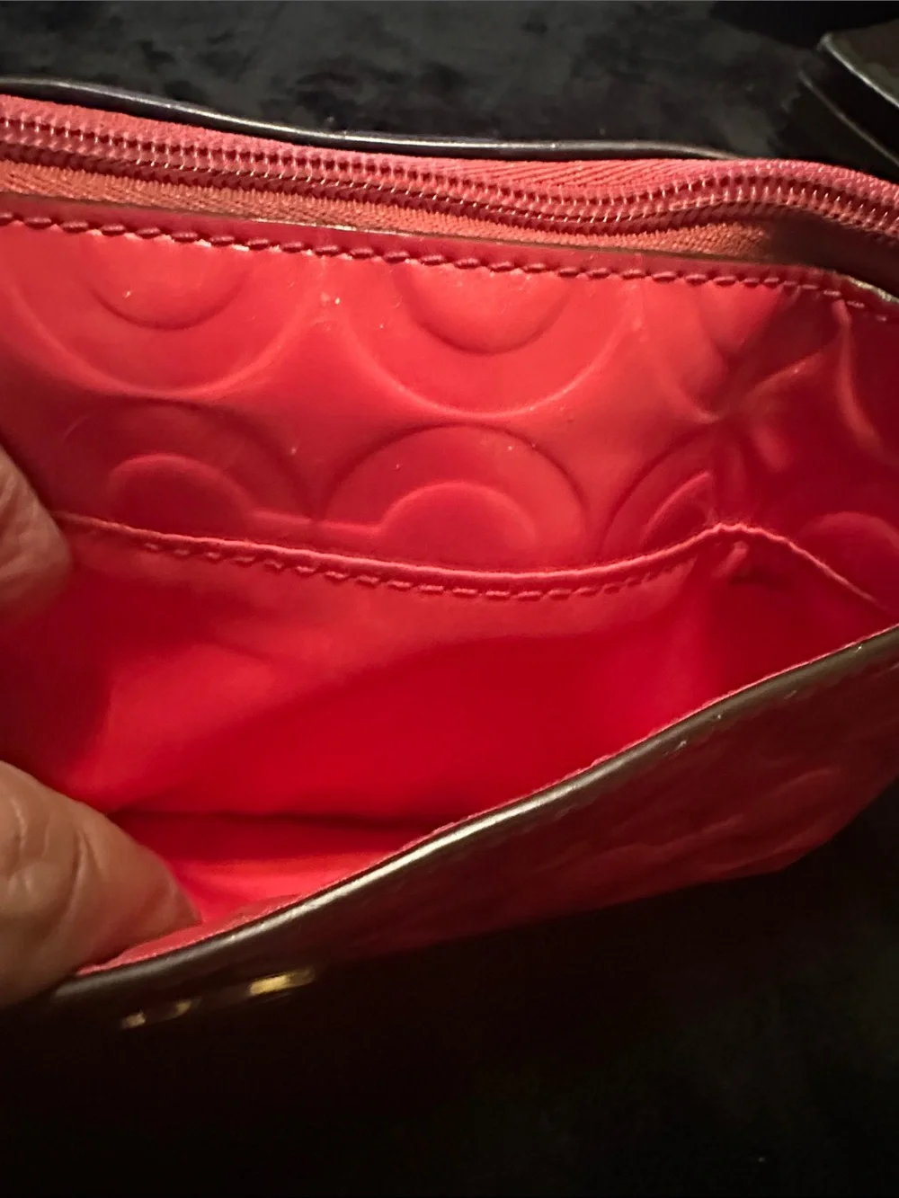 Coach Patent Embossed Pink Wristlet Clutch